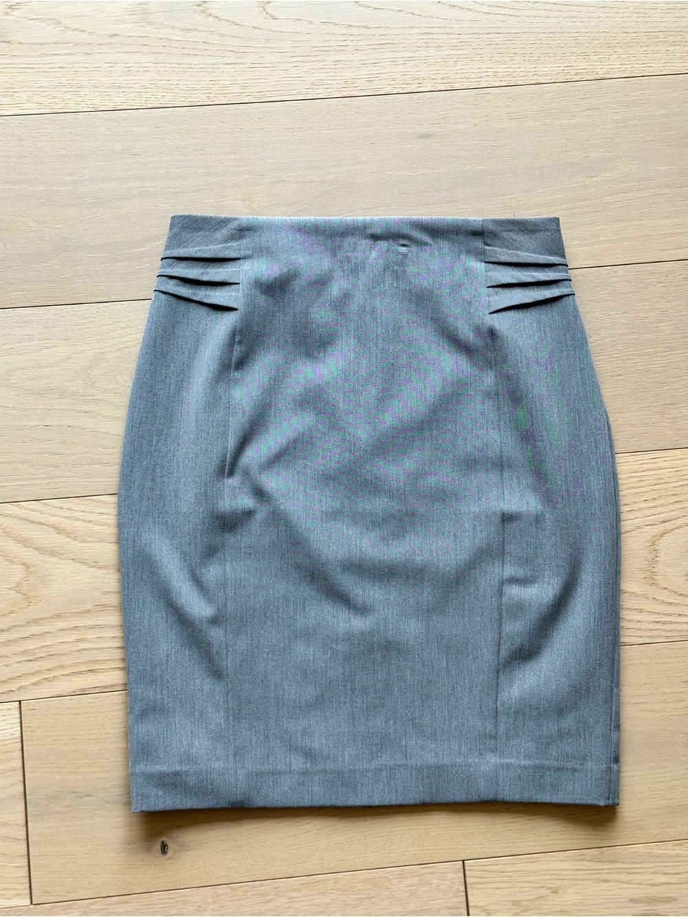 Express Gray Pencil Skirt with Hem Pleats